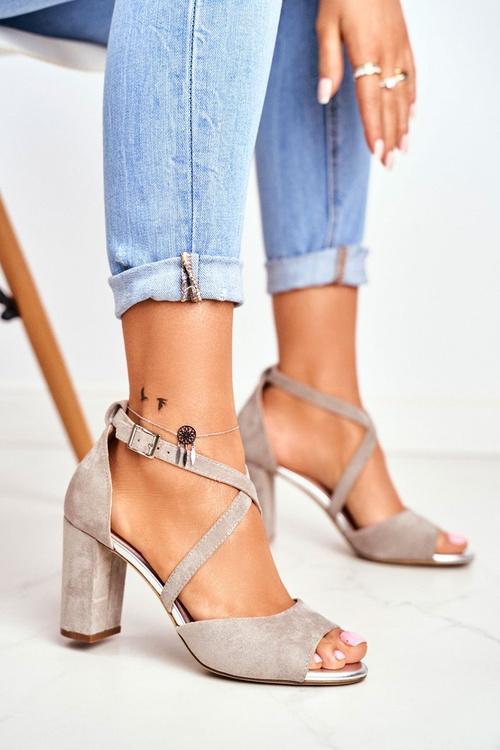 Suede Stiletto Sandals Sergio Leone SK865 Grey