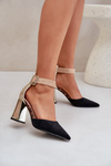 Heeled Sandals With Pointed Toes Black Gekkaria