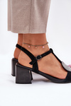 Leather Heeled Sandals With Decoration D&A JC51-842 Black