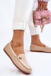 Women's Suede Loafers With Embellishments Beige Leah