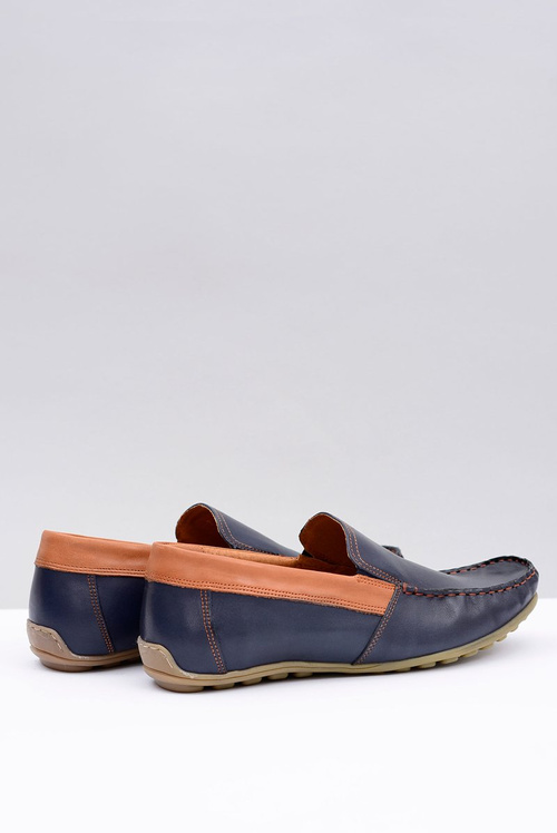 Neex | Navy blue Leather Men's slip-on Pardon moccasins