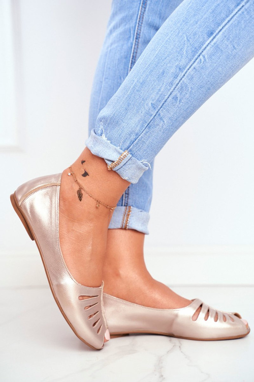 Women's Ballerinas Maciejka Leather Gold 03497-25