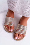 Women's Beaded Flip Flops Gold Elavi
