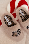 Furry slippers with hearts beige Amandra
