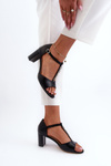 Women's Sandals with High Heel and Decorative Eco Leather Strap Black Triavera