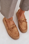 Women's Moccasins on Flat Sole Camel Timannie