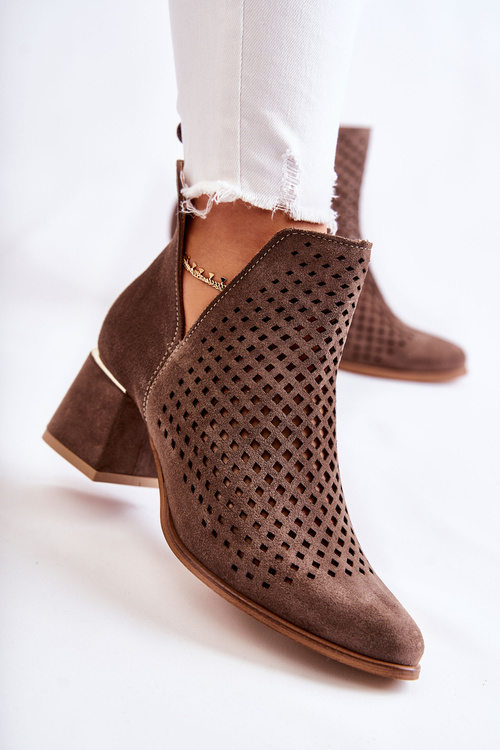 Suede Openwork boots Lewski Shoes 3165 Brown