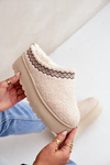 Snow Boots Slippers On Platform With Sheepskin Light Beige Leaniella