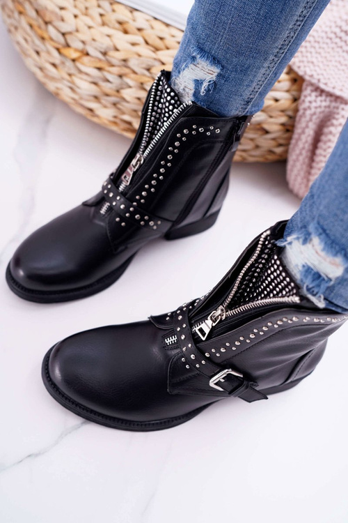 Women's Boots Decorative Zipper Black Hard Way