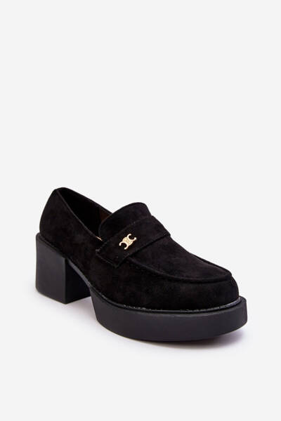 Women's Suede Heeled Shoes Black Afnira