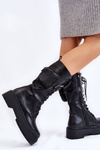 Women's Bov Boots With Kidney Lace Up Black Lillien