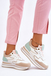 Fashionable Leather Sports Shoes White and Beige Roen