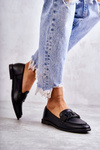 Women's Leather Loafers With Decoration Black Kerrie