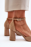 Pumps with Pointed Toes in Beige Faux Suede Halene