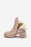 Leather Buckle-Fastened Insulated Boots Beige  Osonia