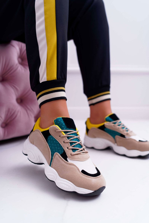 Sporty Women's Suede Shoes Green Yellow Lollipop