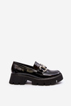 Women's Patent Loafers with Decoration Black Arsaba