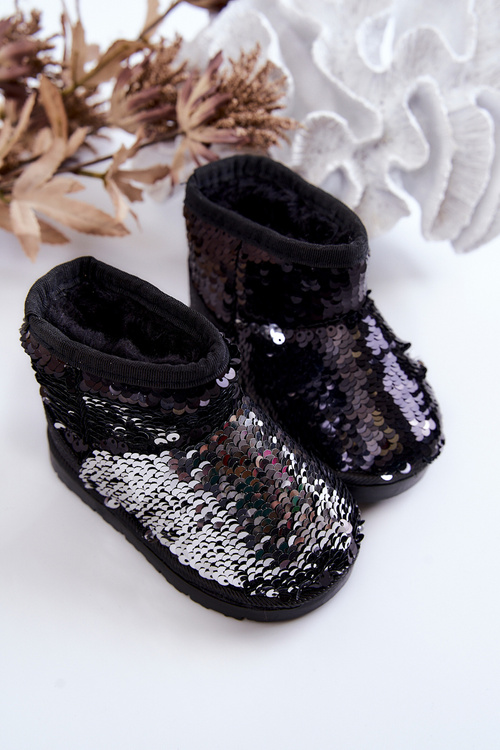 Children's Insulated Snow Boots With Sequins Black Shard