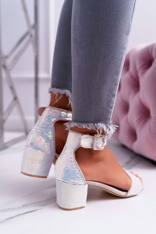 Lu Boo Iridescent Pink Tindal Sequins Women's Stiletto Sandals Lu Boo Iridescent Pink Tindal