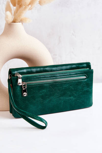 Large Leather Wallet Green Rhodes