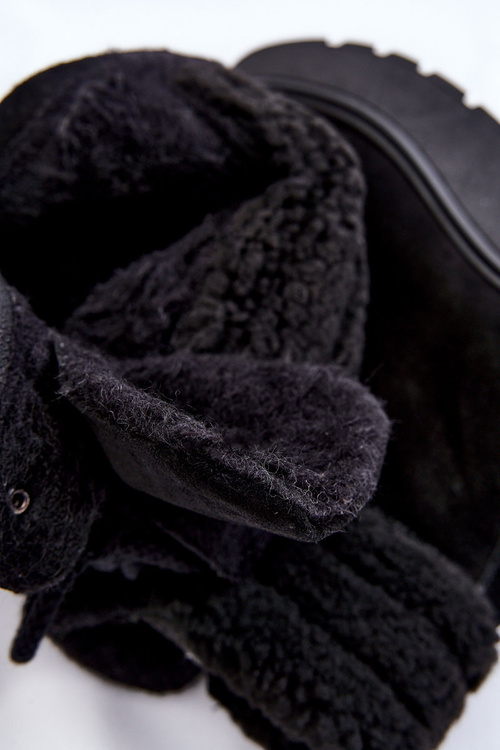 Women's Suede Wedge Boots Black Meniko