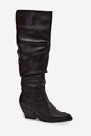 Cowboy Boots With Heel With Wrinkle Insulated Black Rosvian