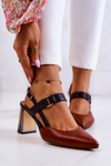 Fashionable leather pumps Maciejka 05498-29 Brown and Black