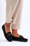 Women's Suede Loafers On A Flat Sole Black Appia