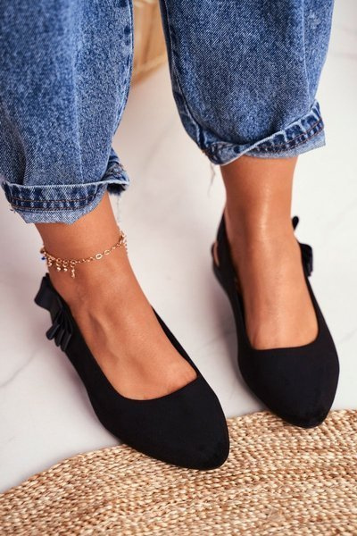 Women's Suede Ballerinas Sergio Leone BL615 Black Lilon