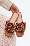 Damskie Klapki Płaskie Ozdobna Klamra Panterka Luwam