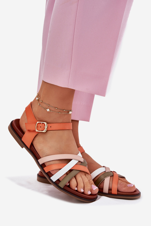 Women's Sandals With Intertwining Straps Orange Sergio Leone SK090H