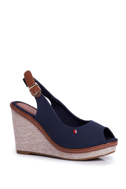 Sandals On A Braided Wedge Navy Blue Tommy