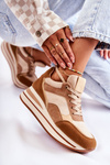 Women's Suede Sports Shoes Brown and Beige Elisse