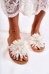 Women's Flip-flops With Fabric Ornament White Eviana