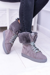 Grey Suede LU BOO Timber boots with Fur