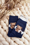 Warm Cotton Socks with Teddy Bear Navy