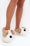 Furry Ladies Slippers Dogs Beige Faylen