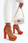 Comfortable suede sandals with high heel orange Essence