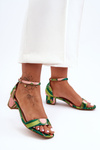 Patterned Heels Satin Sandals Mix Green Inspire Me!