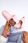 Women's Light Foam Slippers Bear Motif Pink Parisso