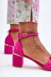 Women's Suede Sandals with a Braid Fuchsia Essenza 