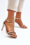 Zazoo 3328/2 Women's Leather Sandals with Stiletto Heel Gold