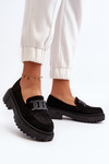 Women's Black Loafers With Chain Mevre