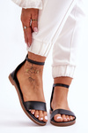 Leather Flat Zipper Sandals Black Millou