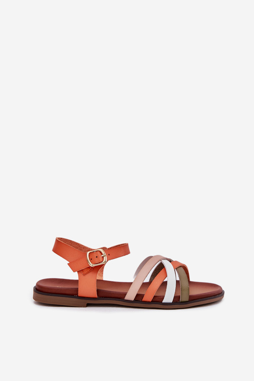Women's Sandals With Intertwining Straps Orange Sergio Leone SK090H