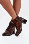 Zazoo 60503 Leather Ankle Boots with Heels Heated Chocolate