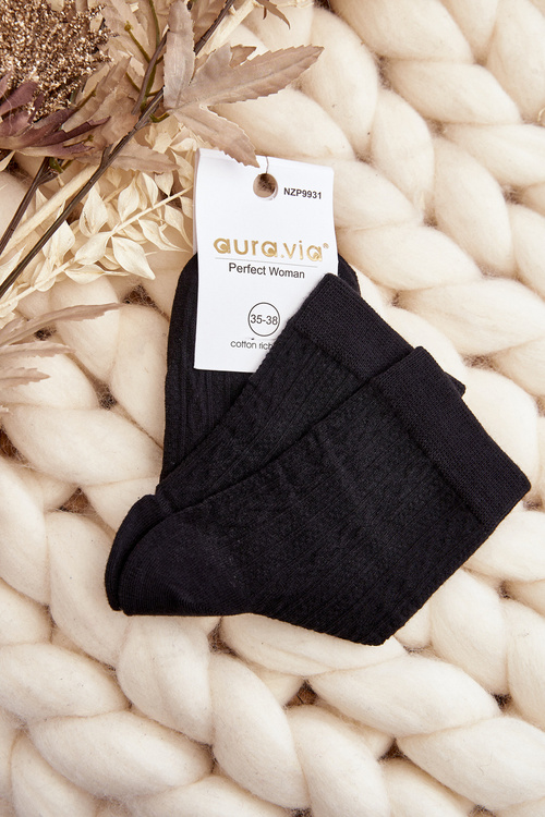 Women's Socks with Embossing Black