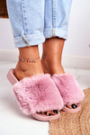 Rubber Slippers With Eco Fur Pink Sensitive