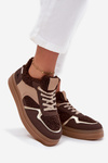 Women's Platform Sneakers with Sheepskin Brown Frelina