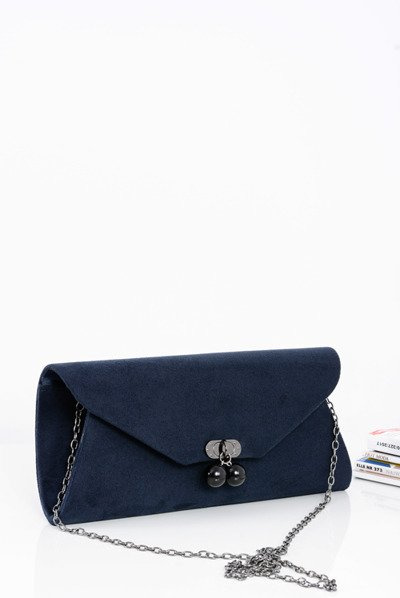 Women's Suede Clutch Bag Navy Blue Chain Handbag